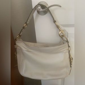 Cream Coach Zoe hobo with gold accents